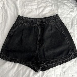 American Eagle high waist acid black pull up shorts